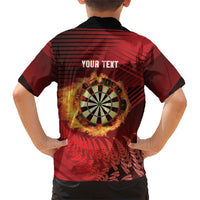 Personalised Darts New Zealand Family Matching Off Shoulder Maxi Dress and Hawaiian Shirt Silver Fern Red Color LT22 - Polynesian Pride