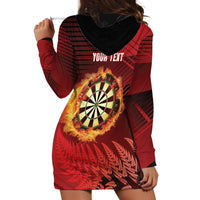 Personalised Darts New Zealand Hoodie Dress Silver Fern Red Color