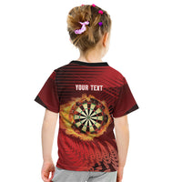 Personalised Darts New Zealand Kid T Shirt Silver Fern Red Color LT22 - Polynesian Pride