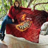 Personalised Darts New Zealand Quilt Silver Fern Red Color