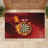 Personalised Darts New Zealand Rubber Doormat Silver Fern Red Color