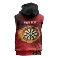Personalised Darts New Zealand Sleeveless Hoodie Silver Fern Red Color LT22 - Polynesian Pride