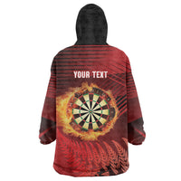 Personalised Darts New Zealand Wearable Blanket Hoodie Silver Fern Red Color LT22 - Polynesian Pride
