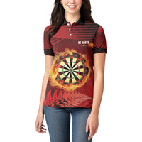 Personalised Darts New Zealand Women Polo Shirt Silver Fern Red Color LT22 - Polynesian Pride