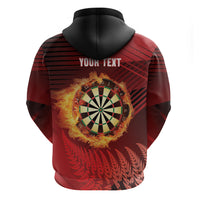 Personalised Darts New Zealand Zip Hoodie Silver Fern Red Color LT22 - Polynesian Pride