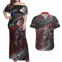 Personalised Cycling New Zealand Couples Matching Off Shoulder Maxi Dress and Hawaiian Shirt Aotearoa Pride Sportswear