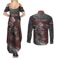 Personalised Cycling New Zealand Couples Matching Summer Maxi Dress and Long Sleeve Button Shirt Aotearoa Pride Sportswear LT22 - Polynesian Pride