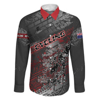 Personalised Cycling New Zealand Family Matching Long Sleeve Bodycon Dress and Hawaiian Shirt Aotearoa Pride Sportswear LT22 Dad's Shirt - Long Sleeve Red - Polynesian Pride