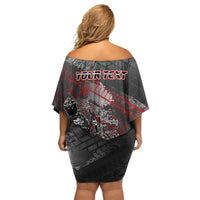 Personalised Cycling New Zealand Family Matching Off Shoulder Short Dress and Hawaiian Shirt Aotearoa Pride Sportswear LT22 - Polynesian Pride