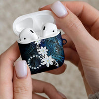 Cook Islands Maori Language Week AirPods Case Tiare Maori Kuki Airani Blue Pattern