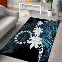 Cook Islands Maori Language Week Area Rug Tiare Maori Kuki Airani Blue Pattern