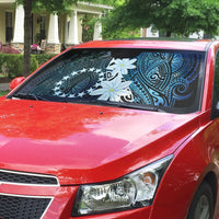 Cook Islands Maori Language Week Auto Sun Shade Tiare Maori Kuki Airani Blue Pattern