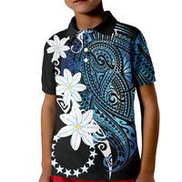 Cook Islands Maori Language Week Kid Polo Shirt Tiare Maori Kuki Airani Blue Pattern