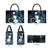 Cook Islands Maori Language Week Leather Bag Tiare Maori Kuki Airani Blue Pattern
