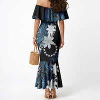 Cook Islands Maori Language Week Mermaid Dress Tiare Maori Kuki Airani Blue Pattern