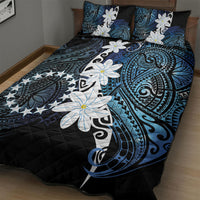 Cook Islands Maori Language Week Quilt Bed Set Tiare Maori Kuki Airani Blue Pattern