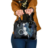 Cook Islands Maori Language Week Shoulder Handbag Tiare Maori Kuki Airani Blue Pattern