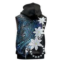 Cook Islands Maori Language Week Sleeveless Zip Hoodie Tiare Maori Kuki Airani Blue Pattern