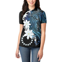 Cook Islands Maori Language Week Women Polo Shirt Tiare Maori Kuki Airani Blue Pattern