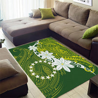Cook Islands Maori Language Week Area Rug Tiare Maori Kuki Airani Green Pattern