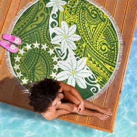 Cook Islands Maori Language Week Beach Blanket Tiare Maori Kuki Airani Green Pattern