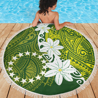 Cook Islands Maori Language Week Beach Blanket Tiare Maori Kuki Airani Green Pattern