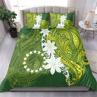 Cook Islands Maori Language Week Bedding Set Tiare Maori Kuki Airani Green Pattern