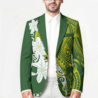 Cook Islands Maori Language Week Blazer Tiare Maori Kuki Airani Green Pattern