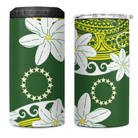 Cook Islands Maori Language Week 4 in 1 Can Cooler Tumbler Tiare Maori Kuki Airani Green Pattern