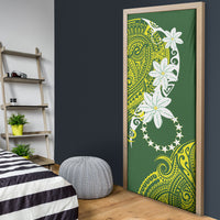 Cook Islands Maori Language Week Door Cover Tiare Maori Kuki Airani Green Pattern