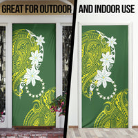 Cook Islands Maori Language Week Door Cover Tiare Maori Kuki Airani Green Pattern