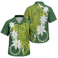 Cook Islands Maori Language Week Family Matching Tank Maxi Dress and Hawaiian Shirt Tiare Maori Kuki Airani Green Pattern