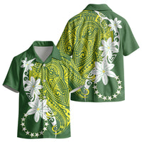 Cook Islands Maori Language Week Kid Hawaiian Shirt Tiare Maori Kuki Airani Green Pattern
