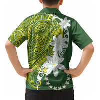 Cook Islands Maori Language Week Kid Hawaiian Shirt Tiare Maori Kuki Airani Green Pattern