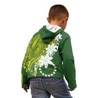Cook Islands Maori Language Week Kid Hoodie Tiare Maori Kuki Airani Green Pattern
