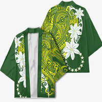 Cook Islands Maori Language Week Kimono Tiare Maori Kuki Airani Green Pattern