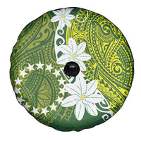 Cook Islands Maori Language Week Spare Tire Cover Tiare Maori Kuki Airani Green Pattern