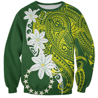 Cook Islands Maori Language Week Sweatshirt Tiare Maori Kuki Airani Green Pattern