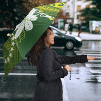 Cook Islands Maori Language Week Umbrella Tiare Maori Kuki Airani Green Pattern