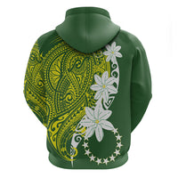 Cook Islands Maori Language Week Zip Hoodie Tiare Maori Kuki Airani Green Pattern