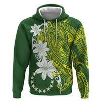 Cook Islands Maori Language Week Zip Hoodie Tiare Maori Kuki Airani Green Pattern