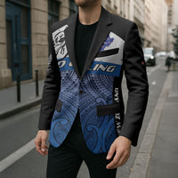Personalised Cycling New Zealand Blazer Aotearoa Map Fern Maori Pattern