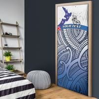 Personalised Cycling New Zealand Door Cover Aotearoa Map Fern Maori Pattern