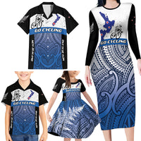 Personalised Cycling New Zealand Family Matching Long Sleeve Bodycon Dress and Hawaiian Shirt Aotearoa Map Fern Maori Pattern LT22 - Polynesian Pride