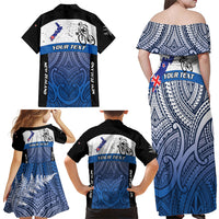 Personalised Cycling New Zealand Family Matching Off Shoulder Maxi Dress and Hawaiian Shirt Aotearoa Map Fern Maori Pattern LT22 - Polynesian Pride
