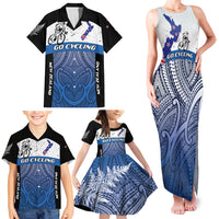 Personalised Cycling New Zealand Family Matching Tank Maxi Dress and Hawaiian Shirt Aotearoa Map Fern Maori Pattern LT22 - Polynesian Pride