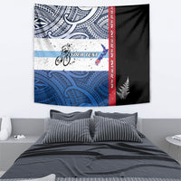 Personalised Cycling New Zealand Tapestry Aotearoa Map Fern Maori Pattern