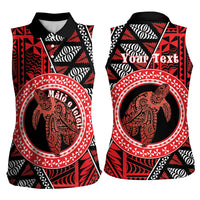 Personalised Tonga Language Week Women Sleeveless Polo Shirt Heilala Turtle Malo E Lelei