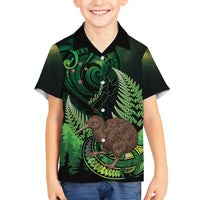 Kiwi New Zealand Personalised Family Matching Summer Maxi Dress and Hawaiian Shirt Aotearoa Map Silver Fern Koru Pattern