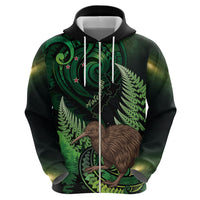 Kiwi New Zealand Personalised Hoodie Aotearoa Map Silver Fern Koru Pattern